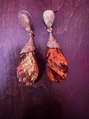 Gold-Tone Amber Teardrop Dangle Earrings - Women Jewelry
